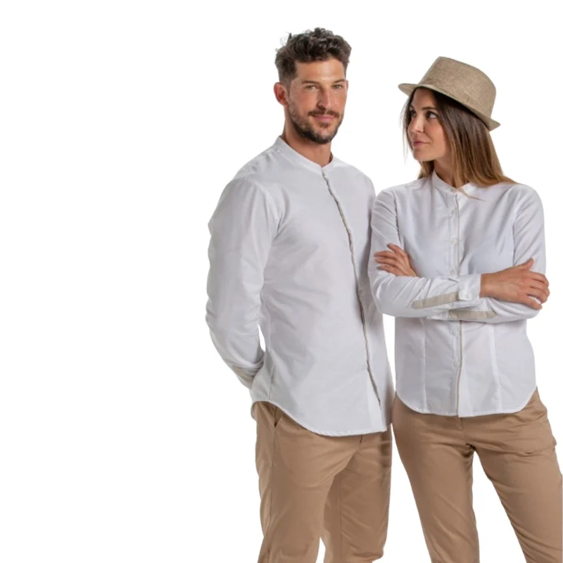 Camisa Caballero Blanca Cuello Mao