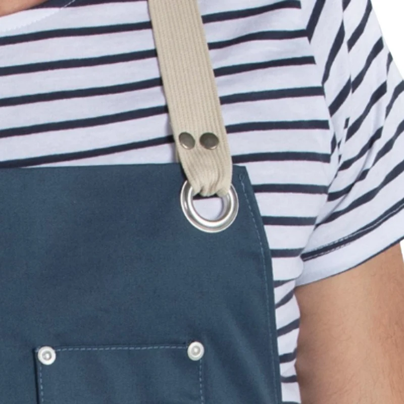 Delantal Peto Unisex Bolsillos Azul Petróleo