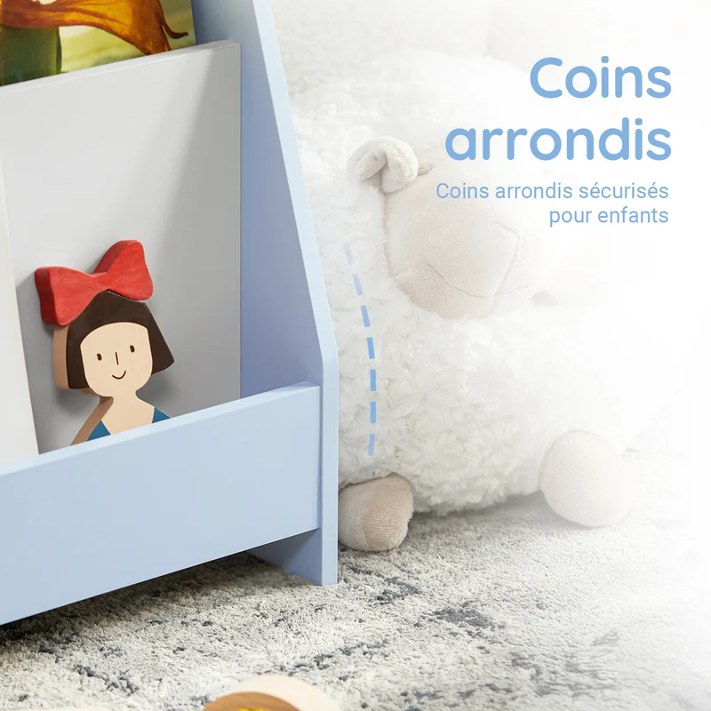 SoBuy KMB32-B Bibliothèque Enfant Rangement Jouet Enfant Bibliotheque Livre 4 Niveaux Étagère à Livres Meuble de Rangement Chambre d'Eanfant Bureau Salon Bleu clair 80x30x88 cm