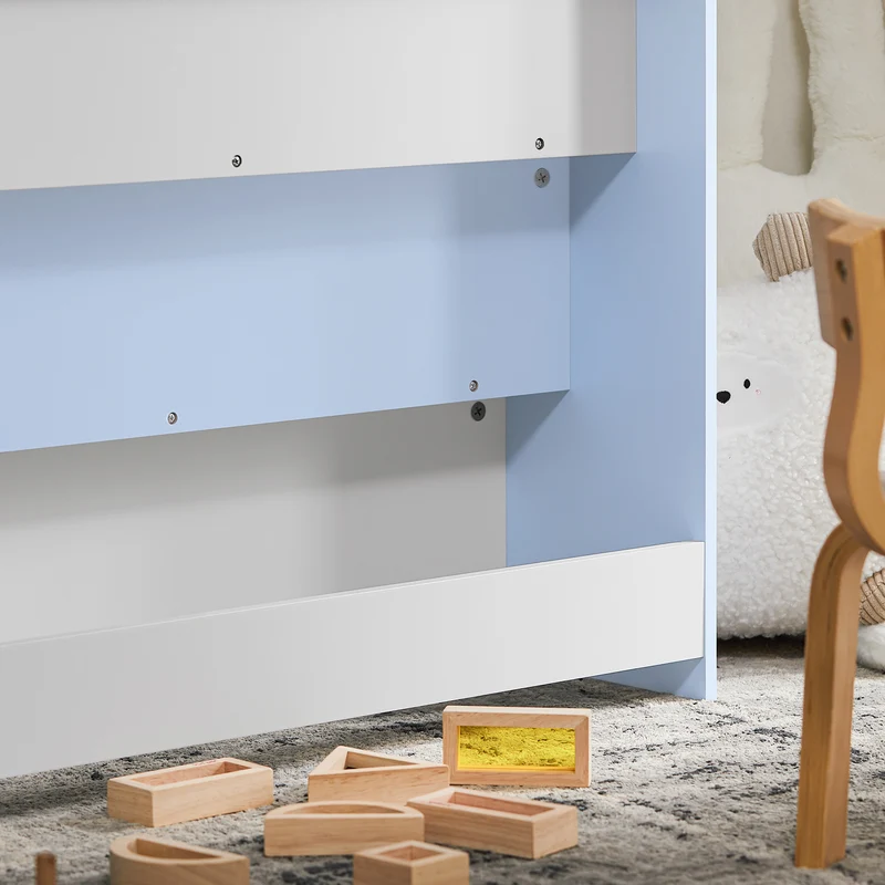 SoBuy KMB32-B Bibliothèque Enfant Rangement Jouet Enfant Bibliotheque Livre 4 Niveaux Étagère à Livres Meuble de Rangement Chambre d'Eanfant Bureau Salon Bleu clair 80x30x88 cm