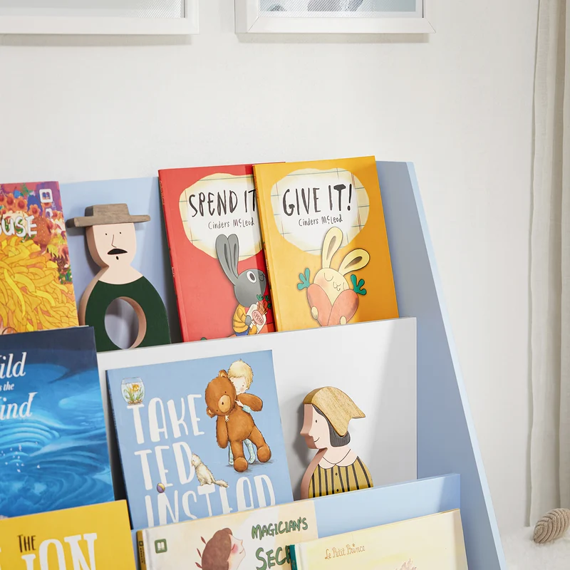 SoBuy KMB32-B Bibliothèque Enfant Rangement Jouet Enfant Bibliotheque Livre 4 Niveaux Étagère à Livres Meuble de Rangement Chambre d'Eanfant Bureau Salon Bleu clair 80x30x88 cm