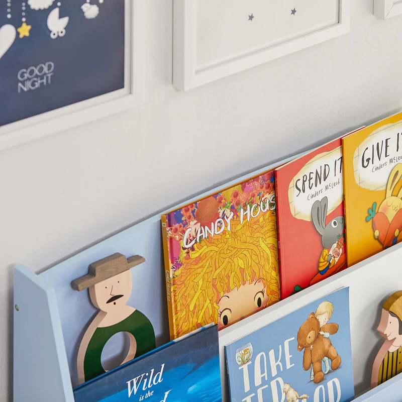 SoBuy KMB32-B Bibliothèque Enfant Rangement Jouet Enfant Bibliotheque Livre 4 Niveaux Étagère à Livres Meuble de Rangement Chambre d'Eanfant Bureau Salon Bleu clair 80x30x88 cm