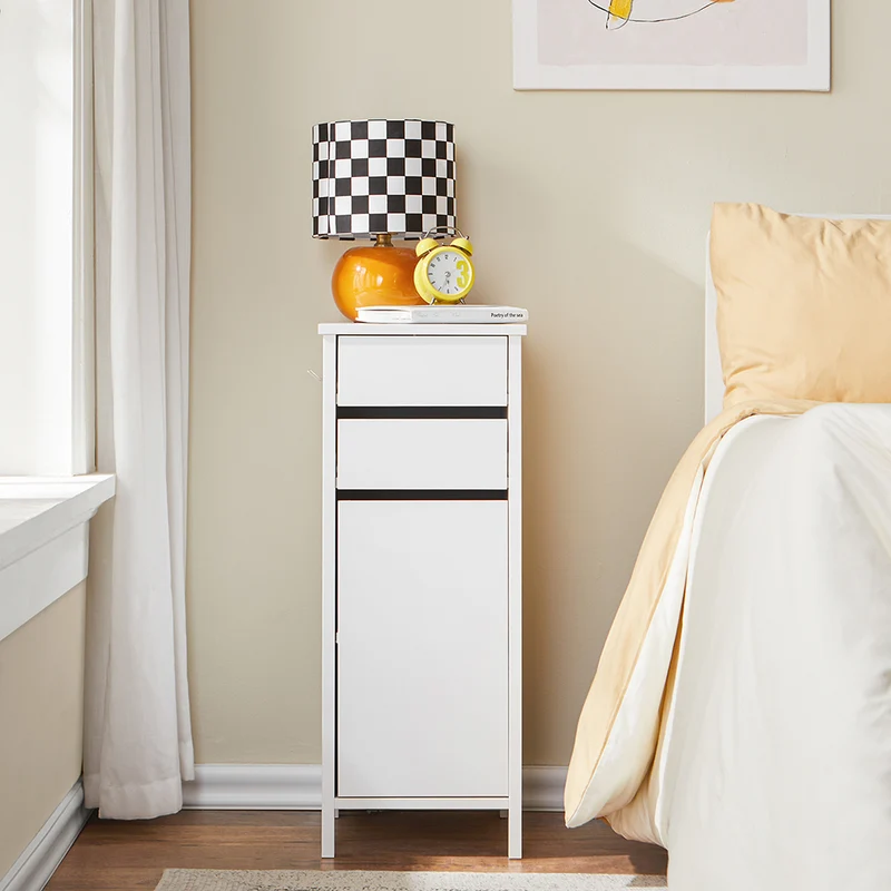 SoBuy FWT108-W Caisson de Bureau, Organiseur Bureau, Bout de Canapé, Table de Chevet, Armoire Rangement à 2 Tiroirs et 1 Porte