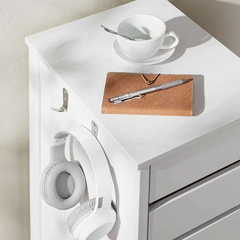 SoBuy FWT108-W Caisson de Bureau, Organiseur Bureau, Bout de Canapé, Table de Chevet, Armoire Rangement à 2 Tiroirs et 1 Porte