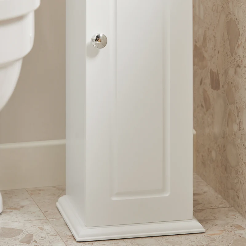 SoBuy BZR53-W Support Papier Toilette Armoire Toilettes Porte Brosse WC Meuble de Salle de Bain sur Pied en Bois ,20x18x79 cm