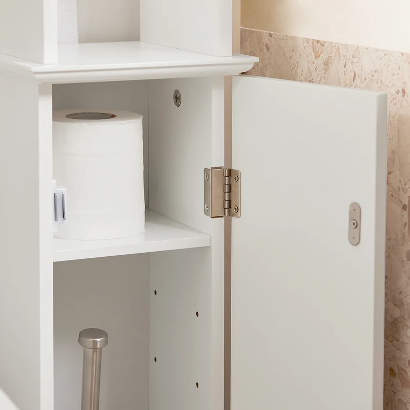 SoBuy BZR53-W Support Papier Toilette Armoire Toilettes Porte Brosse WC Meuble de Salle de Bain sur Pied en Bois ,20x18x79 cm