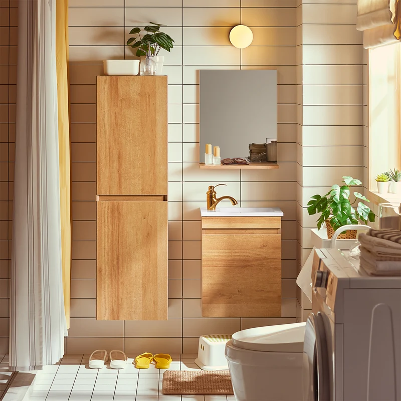 SoBuy BZR175-N Colonne de Salle de Bain Suspendue Armoire de Toilette Meuble Rangement, 2 Portes, Étagères Réglables