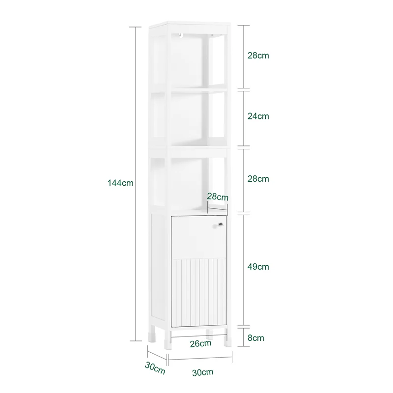 SoBuy BZR187-W Meuble Colonne de Salle de Bain, Armoire Haute, Placard de Rangement, 3 Compartiments Ouverts
