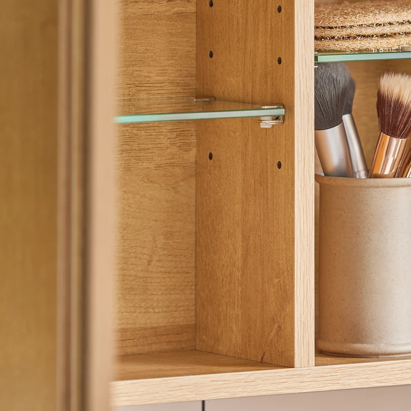 SoBuy BZR173-N Armoire Murale avec Miroir, Placard de Rangement, Meuble Haut avec 1 Porte, Étagères Réglables, 60x15x50 cm