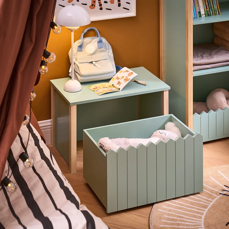 SoBuy KMB96-GR Coffre à Jouet pour Enfants Table de Chevet pour Chambre d’Enfant avec 1 Tiroir à roulettes