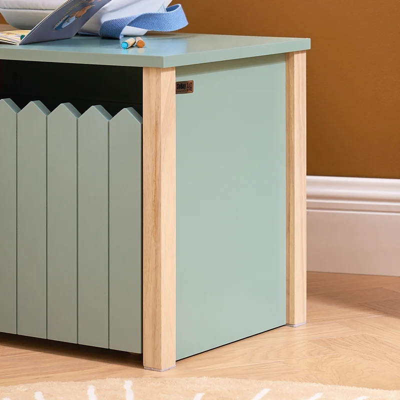 SoBuy KMB96-GR Coffre à Jouet pour Enfants Table de Chevet pour Chambre d’Enfant avec 1 Tiroir à roulettes