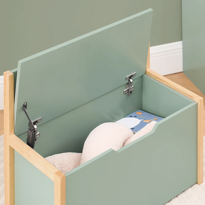 SoBuy KMB94-GR Banc Coffre à Jouet pour Enfants, Coffre de Rangement 2 en 1, Banc de Rangement avec Dossier pour Enfant