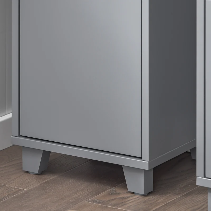 SoBuy BZR147-DG Meuble Colonne Armoire de Salle de Bain Étagère Étroite avec 2 Portes et 2 Compartiments