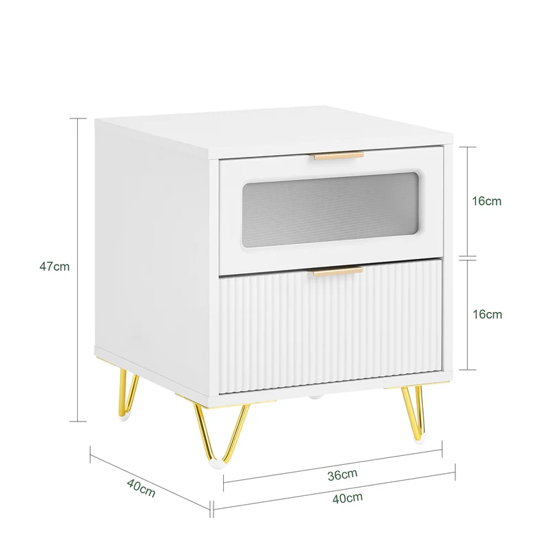 SoBuy FBT123-W Table de Chevet avec 2 tiroirs Table de Nuit Bout de canapé Table d'appoint Table Téléphone Table de Café