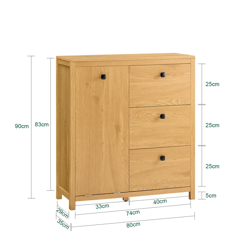 SoBuy BZR97-SN Armoire à Linge avec Sac à Linge, Meuble Bas de Salle de Bain, Armoire Toilette avec 3 Tiroirs et 1 Panier à Linge