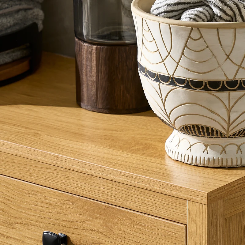 SoBuy BZR97-SN Armoire à Linge avec Sac à Linge, Meuble Bas de Salle de Bain, Armoire Toilette avec 3 Tiroirs et 1 Panier à Linge