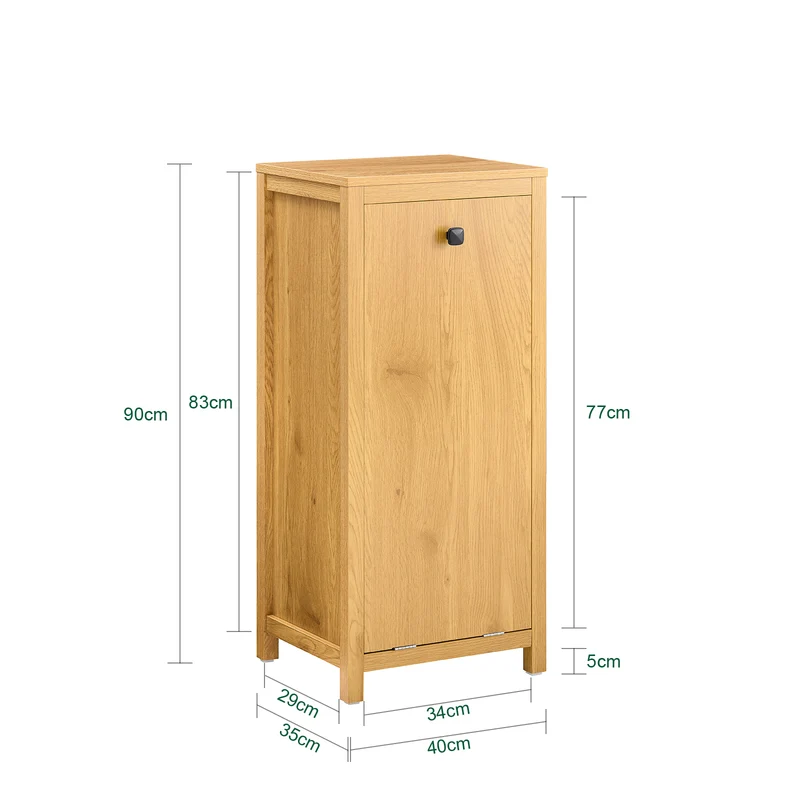 SoBuy BZR96-SN Armoire à Linge avec Sac à Linge, Meuble Bas de Salle de Bain, Coffre à Linge avec 1 Panier à Linge