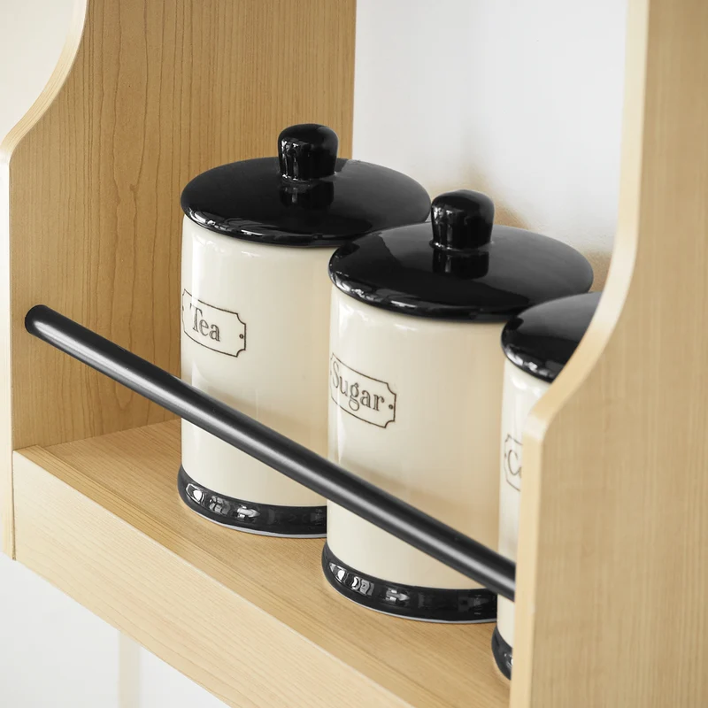SoBuy KCR12-N Étagère à Suspendre Murale Étagère à Épices Rangement Cuisine Étagère de Salle de Bain avec 4 Étagères et 3 Crochets