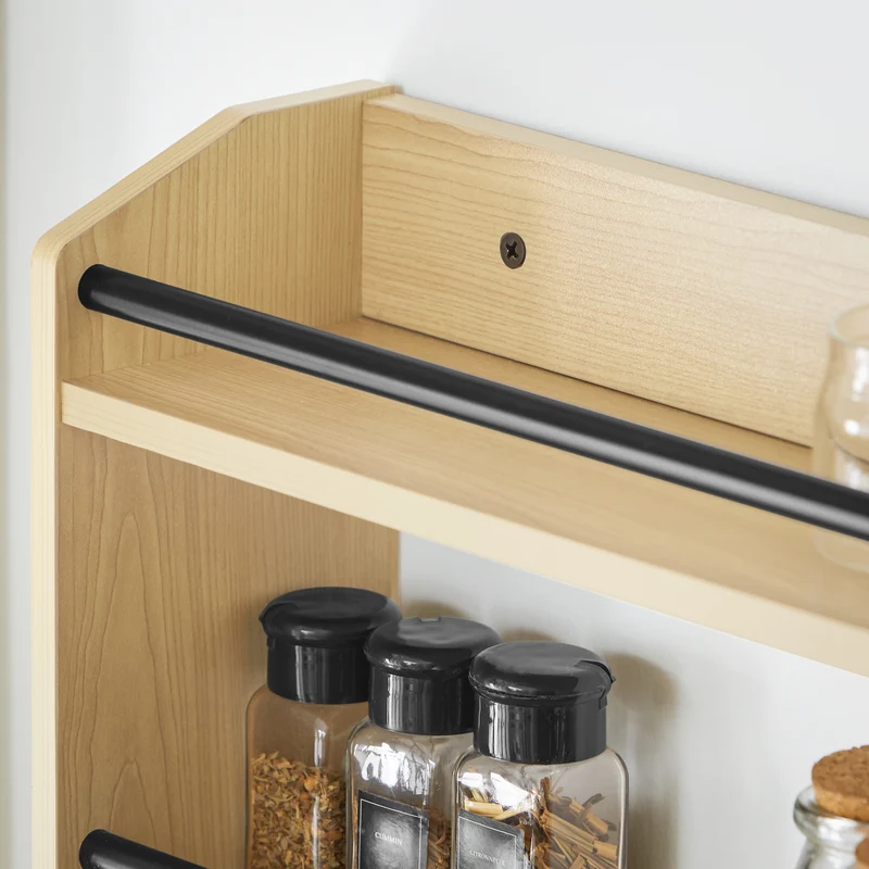 SoBuy KCR12-N Étagère à Suspendre Murale Étagère à Épices Rangement Cuisine Étagère de Salle de Bain avec 4 Étagères et 3 Crochets