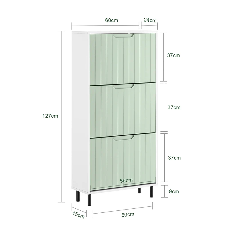 SoBuy FSR157-GR Meuble à Chaussures Design Élégant 3 Abattants – Déco Entrée Moderne – Vert