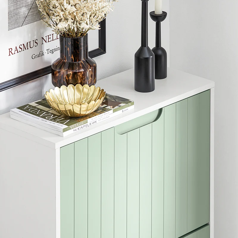 SoBuy FSR157-GR Meuble à Chaussures Design Élégant 3 Abattants – Déco Entrée Moderne – Vert