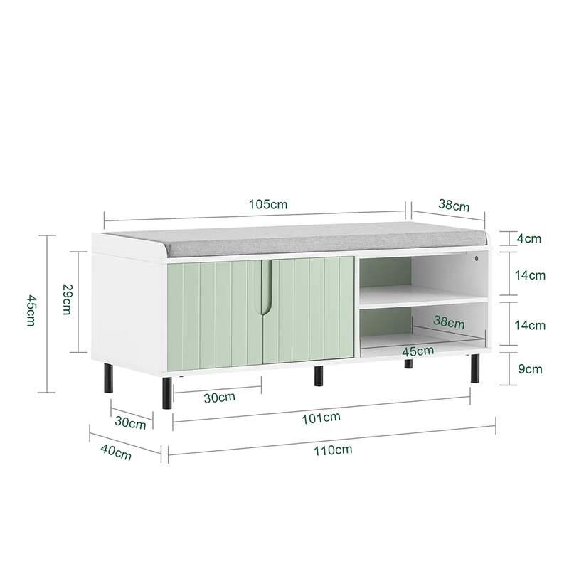 SoBuy FSR158-GR Banc de Rangement, Banc à Chaussures, Meuble Chaussures, Meuble Bas Entrée sur Pieds en métal avec coussin rembourré