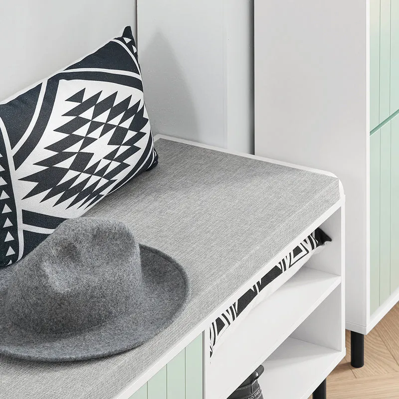 SoBuy FSR158-GR Banc de Rangement, Banc à Chaussures, Meuble Chaussures, Meuble Bas Entrée sur Pieds en métal avec coussin rembourré