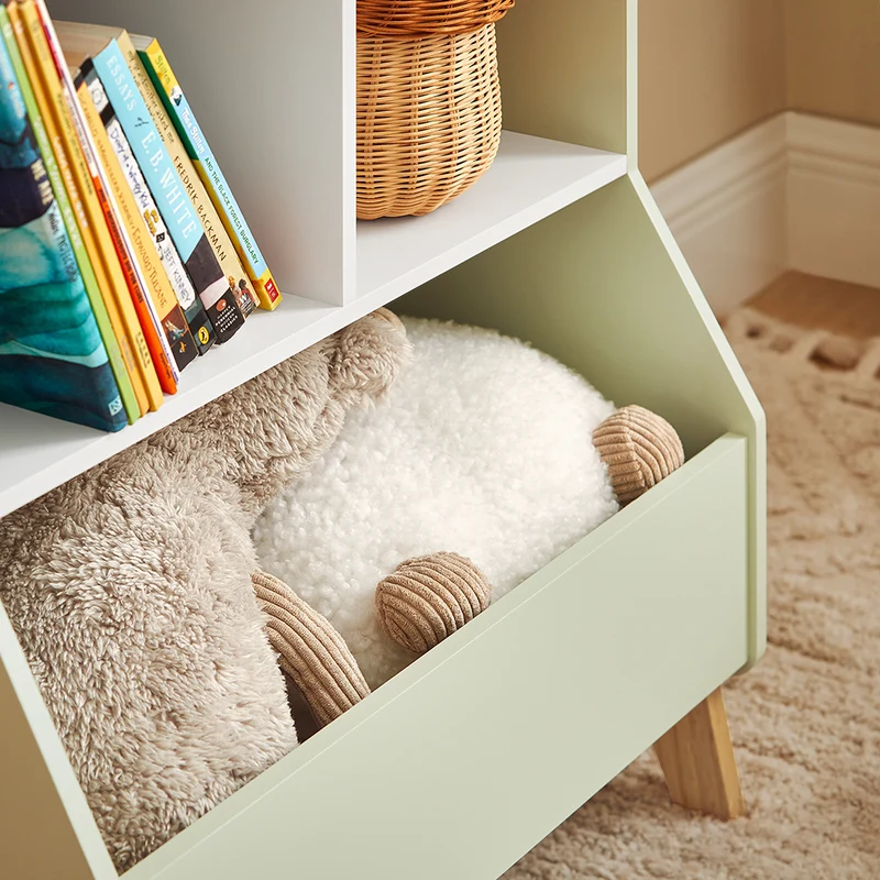 SoBuy KMB90-GR Bibliothèque avec 2 Étagères et 3 Compartiments Ouverts, pour Salon et Chambre, Rangement Optimisé, Design Fonctionnel – L60×P36×H89 cm, Vert