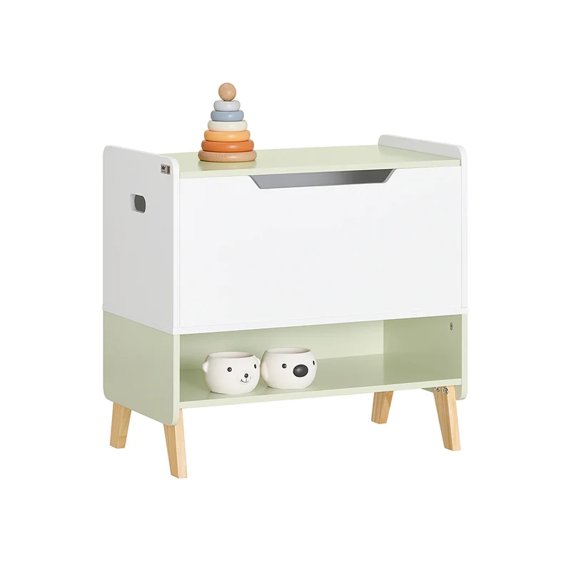 SoBuy KMB91-GR Coffre à Jouets Enfants en Bois, Boîte à Jouets avec Couvercle Rabattable, Organisateur de Jouets