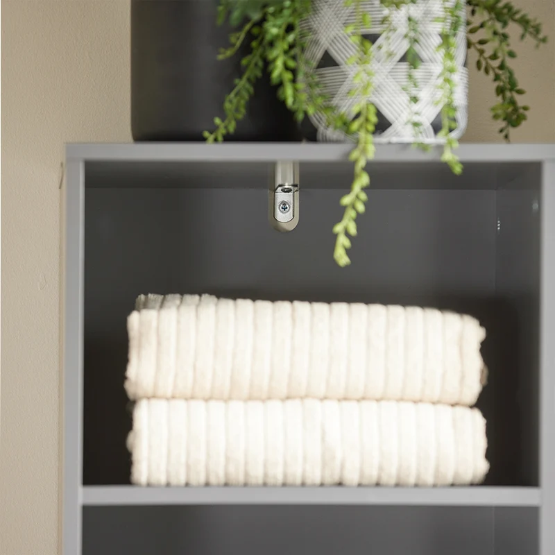 SoBuy BZR130-HG Meuble Colonne de Salle de Bain, Armoire Toilette Haute, Placard avec étagères réglables, et 3 niches Ouvertes