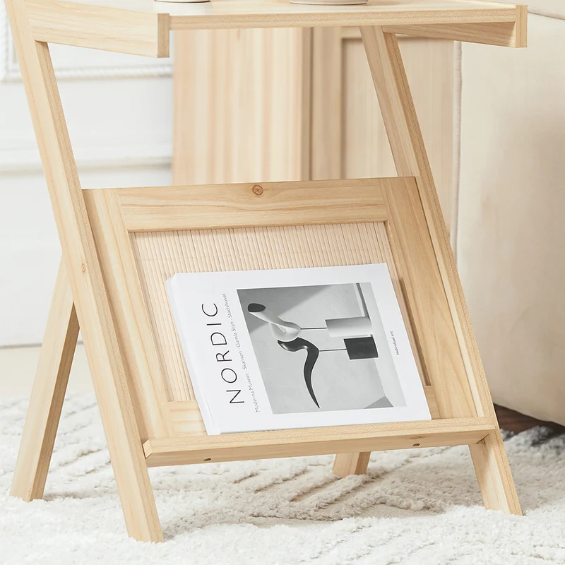 SoBuy FBT122-N Table d'appoint avec Porte-Revues Bout de Canapé Table de Chevet Petite Porte Journaux Table d'appoint