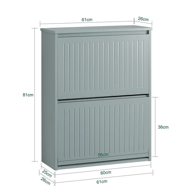 SoBuy FSR165-K-HG Meuble à Chaussures à Abattants 2 Niveaux – Rangement Discret pour Entrée – 61x26x81 cm Gris