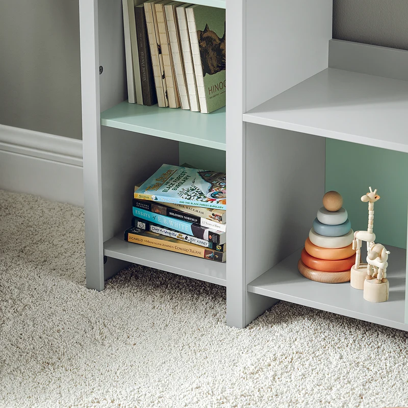 SoBuy KMB89-HG Bibliothèque pour Enfant, Banc Étagère de Rangement pour Jouets et Livres, Étagère à Livres pour Garçon Fille, 5 Compartiments