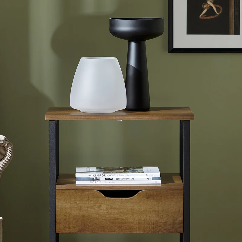 SoBuy FBT116-N Table de Chevet Table d'Appoint Table Téléphone Bout de Canapé Table de Lit pour Salon, Chambre, Bureau, 1 Tiroir