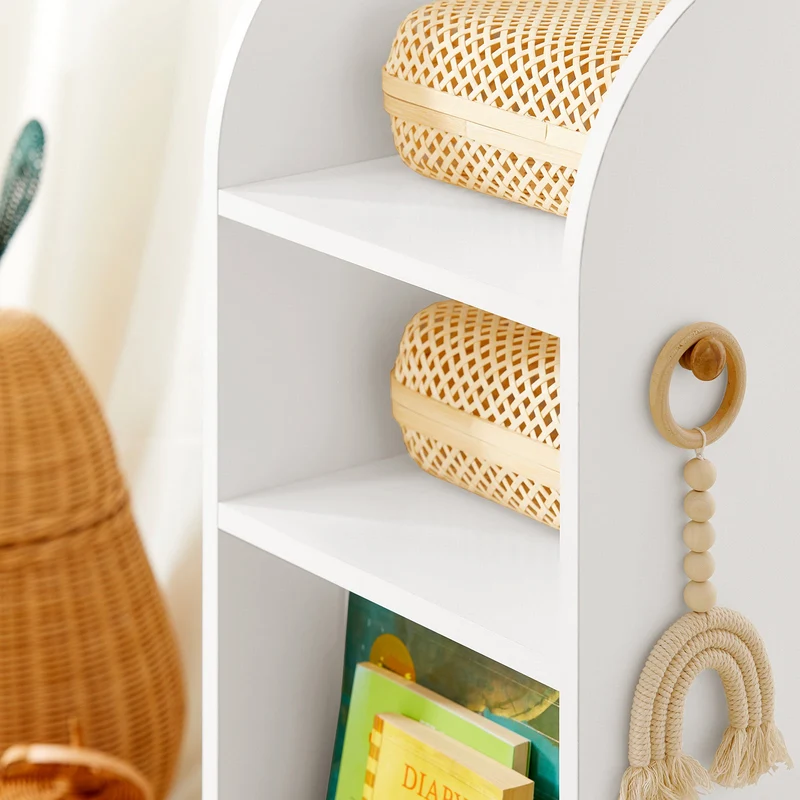 SoBuy KMB64-W Étagère Enfant, Étagère à Livres, Bibliothèque Rotative à 360, Étagère de Rangement avec Tableau Noir