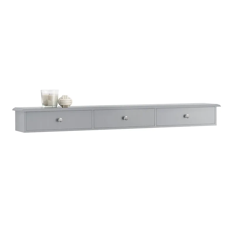 SoBuy FRG43-L-HG Etagere Murale avec 3 Tiroirs - Étagère Flottante Moderne pour Entrée, Salon, Cuisine & Chambre - Gris 94x15x10cm