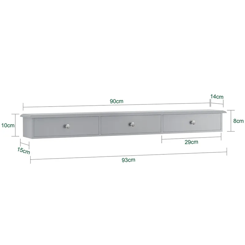 SoBuy FRG43-L-HG Etagere Murale avec 3 Tiroirs - Étagère Flottante Moderne pour Entrée, Salon, Cuisine & Chambre - Gris 94x15x10cm