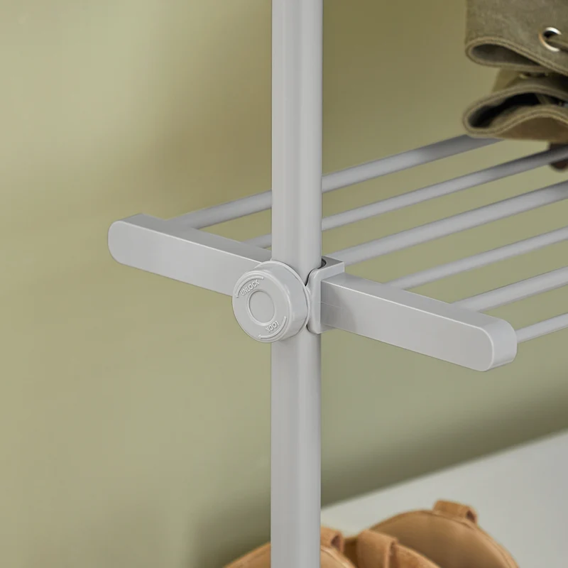 SoBuy KLS07-HG Télescopique Porte-vêtements Système de Penderie Blanc