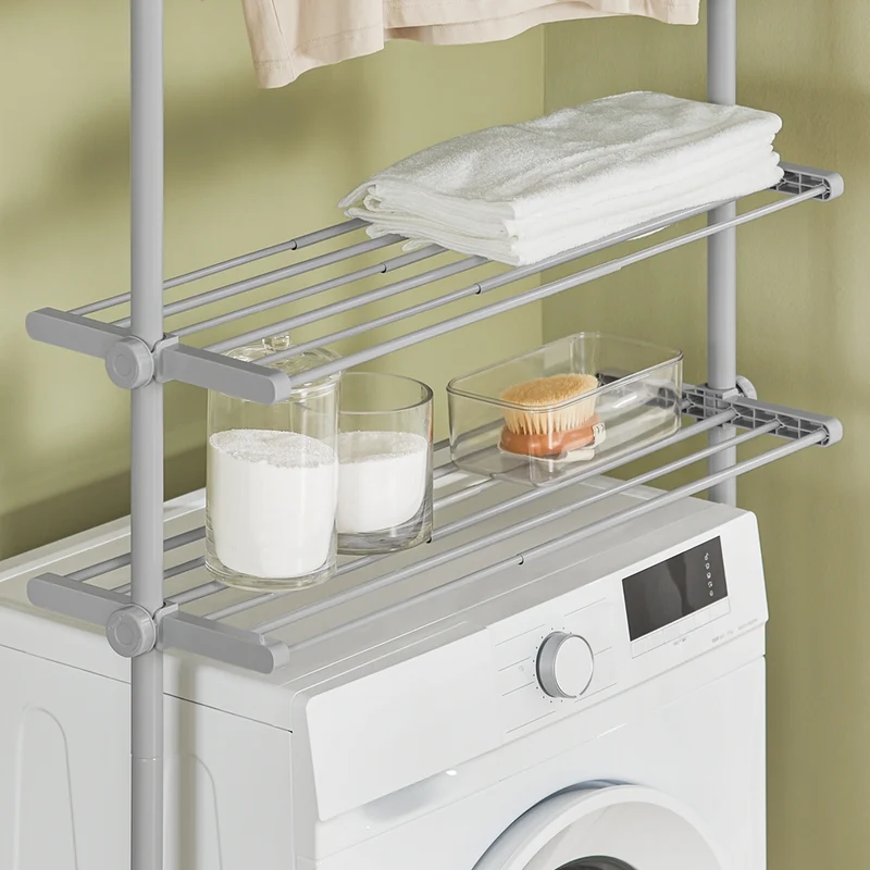 SoBuy KLS07-HG Télescopique Porte-vêtements Système de Penderie Blanc