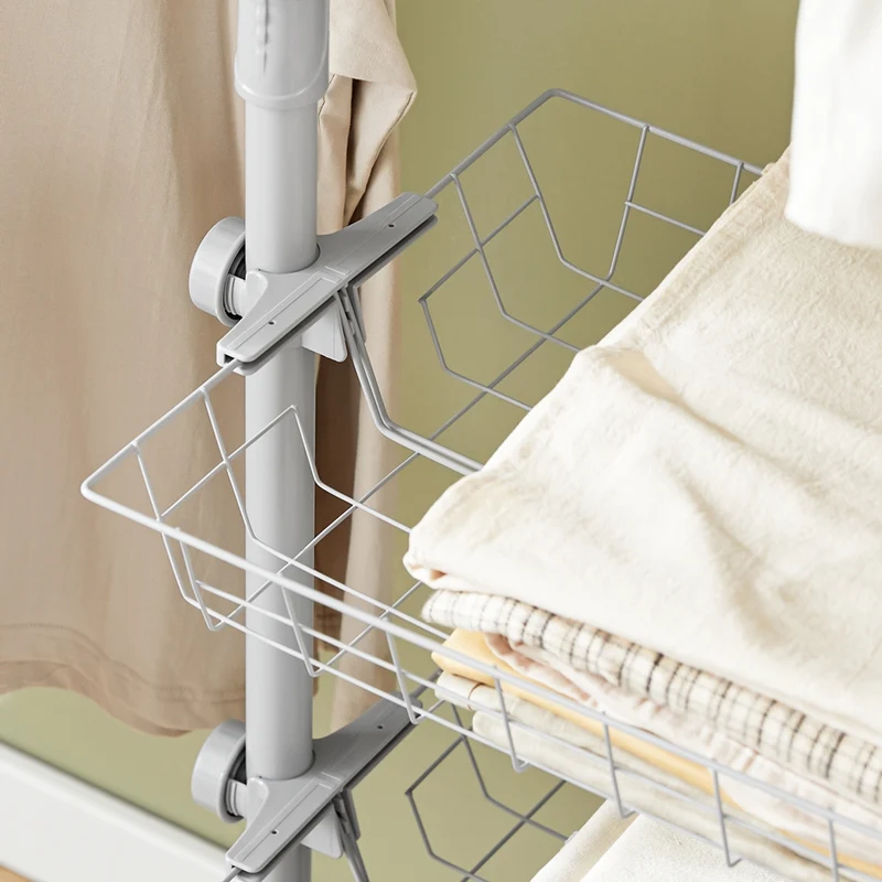 SoBuy FRG34-HG Penderie Garde-Robe Portant de vêtement 3 Barres 3 paniers