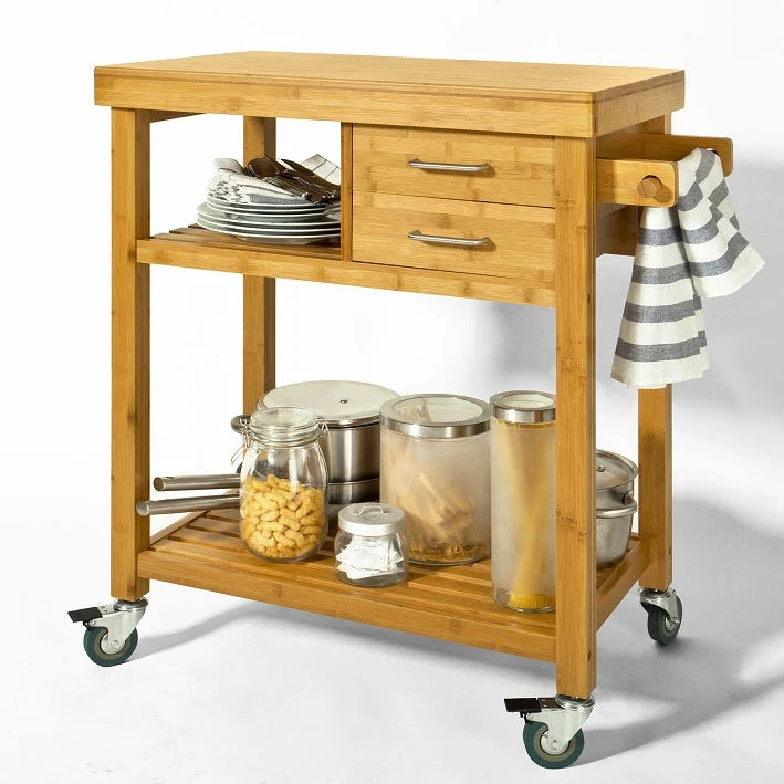 SoBuy FKW26-N Chariot de Cuisine roulant en Bambou
