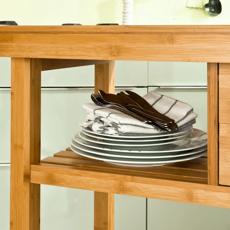 SoBuy FKW26-N Chariot de Cuisine roulant en Bambou