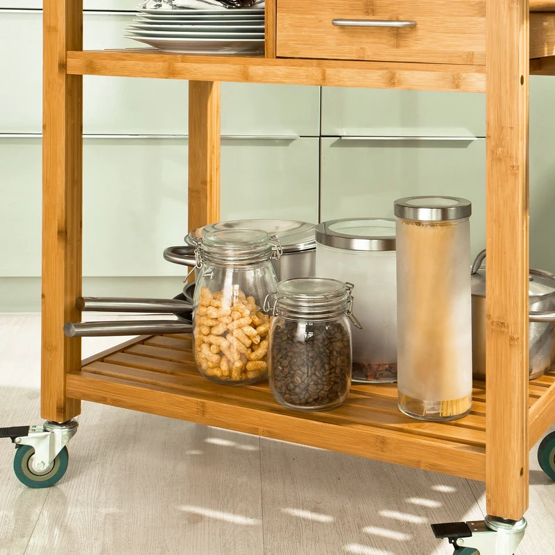 SoBuy FKW26-N Chariot de Cuisine roulant en Bambou