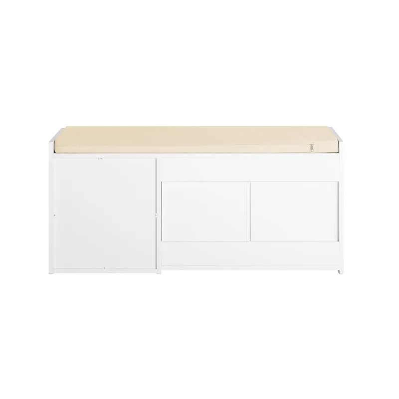 SoBuy KMB82-W Banc de Rangement pour Livres et Jouets pour Enfant, Coffre à Jouets Enfant avec 2 Coffres à Roulettes et 2 Tiroirs Coulissant