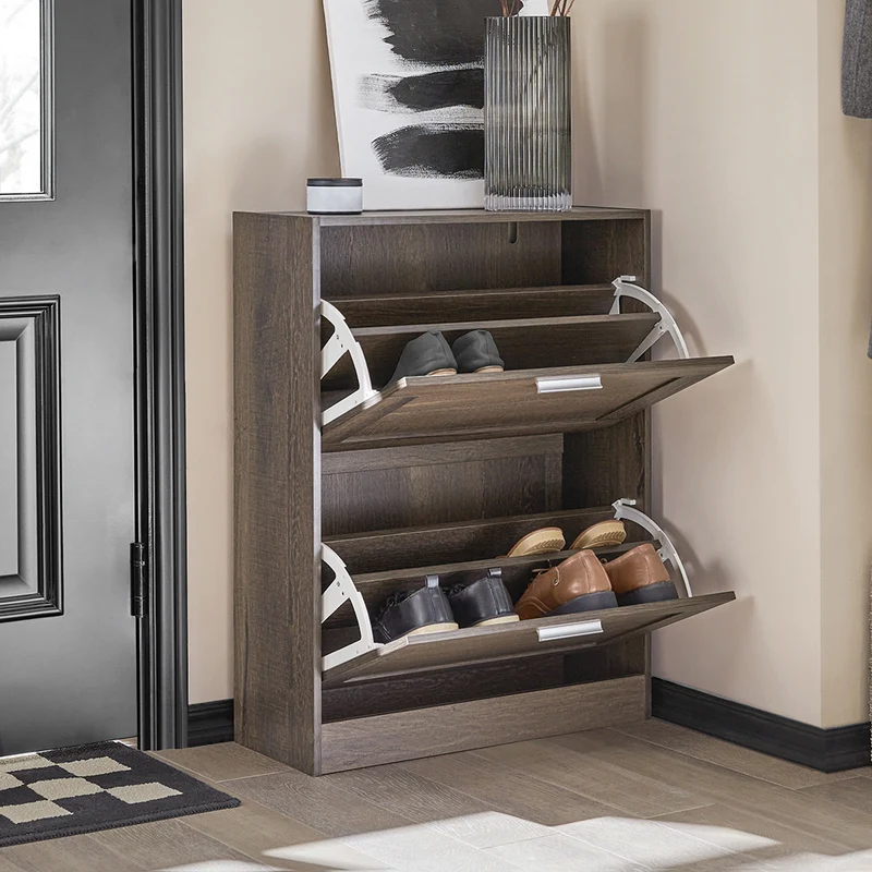 SoBuy FSR137-BR Meuble à Chaussures Armoire à Chaussures Commode à Chaussures avec 2 Abattants