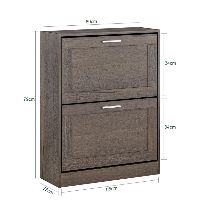 SoBuy FSR137-BR Meuble à Chaussures Armoire à Chaussures Commode à Chaussures avec 2 Abattants