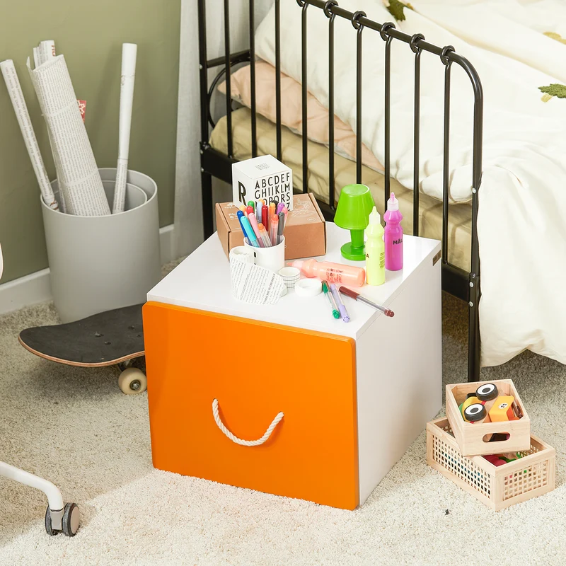 SoBuy KMB74-W Boîte de Rangement pour Enfant, Coffre à Jouets, Bac de Rangement avec 1 Tiroir