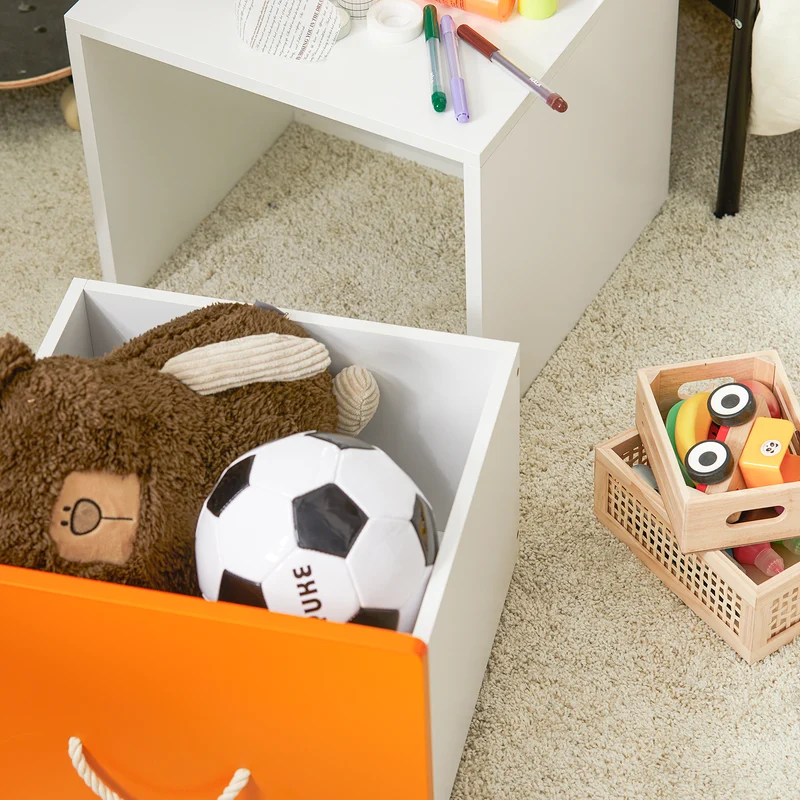 SoBuy KMB74-W Boîte de Rangement pour Enfant, Coffre à Jouets, Bac de Rangement avec 1 Tiroir