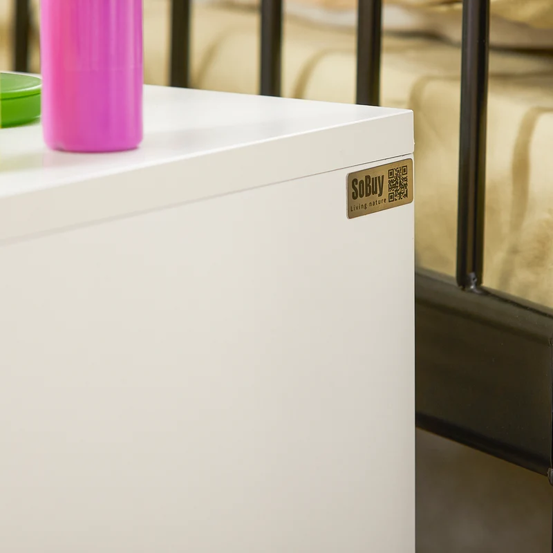SoBuy KMB74-W Boîte de Rangement pour Enfant, Coffre à Jouets, Bac de Rangement avec 1 Tiroir