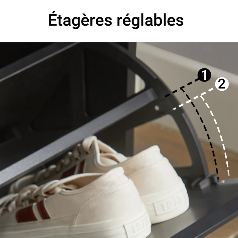 SoBuy FSR98-SCH Banc à Chaussures avec Coussin Rembourré et 1 Abattant pour Entrée Couloir – 60x26x46 cm, Noir